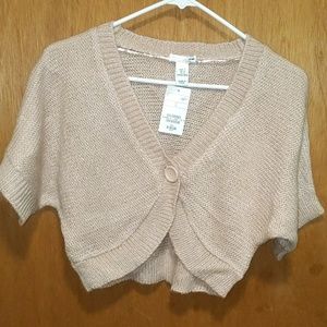 H&M Small pearl pink short sleeve shrug sweater